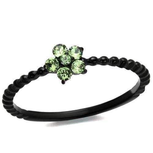 TK1739 - IP Black(Ion Plating) Stainless Steel Ring with Top Grade Crystal in Peridot - Alamode - Flyclothing LLC