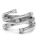 TK173 - High polished (no plating) Stainless Steel Ring with Top Grade Crystal in Clear - Alamode - Flyclothing LLC