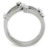 TK173 - High polished (no plating) Stainless Steel Ring with Top Grade Crystal in Clear - Alamode - Flyclothing LLC