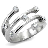TK173 - High polished (no plating) Stainless Steel Ring with Top Grade Crystal in Clear - Alamode - Flyclothing LLC