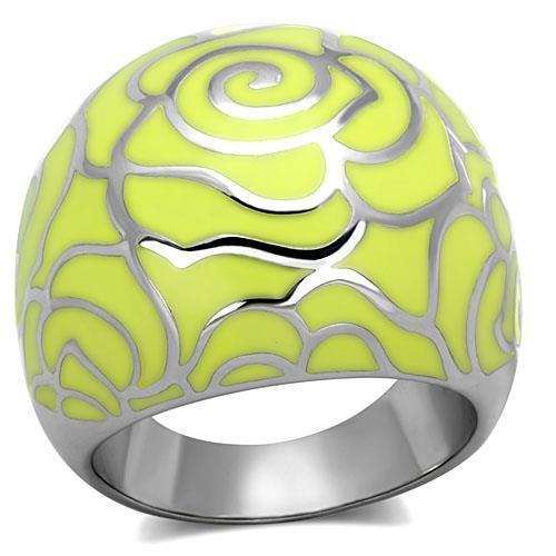 TK1740 - High polished (no plating) Stainless Steel Ring with Epoxy in Citrine Yellow - Alamode - Flyclothing LLC