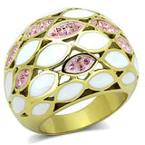 TK1742 - IP Gold(Ion Plating) Stainless Steel Ring with Top Grade Crystal in Light Rose - Alamode - Flyclothing LLC