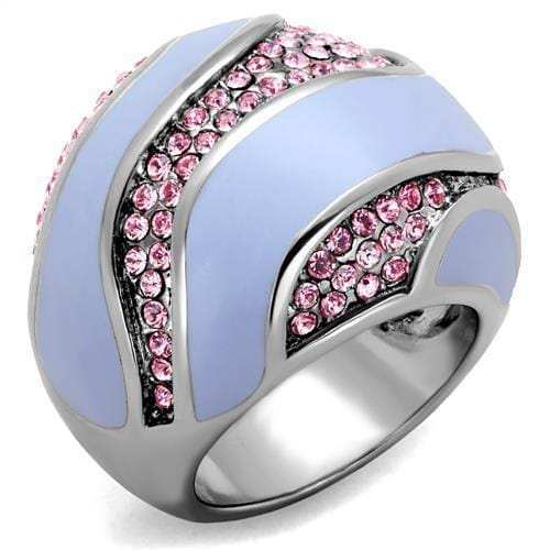 TK1744 - High polished (no plating) Stainless Steel Ring with Top Grade Crystal in Light Rose - Alamode - Flyclothing LLC