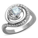 TK1746 - High polished (no plating) Stainless Steel Ring with AAA Grade CZ in Clear - Alamode - Flyclothing LLC