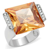 TK174 - High polished (no plating) Stainless Steel Ring with AAA Grade CZ in Champagne - Alamode - Flyclothing LLC