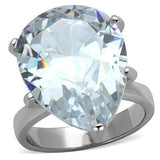 TK1750 - High polished (no plating) Stainless Steel Ring with AAA Grade CZ in Clear - Alamode - Flyclothing LLC