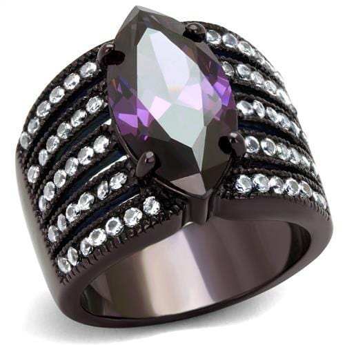 TK1752DC - IP Dark Brown (IP coffee) Stainless Steel Ring with AAA Grade CZ in Amethyst - Alamode - Flyclothing LLC