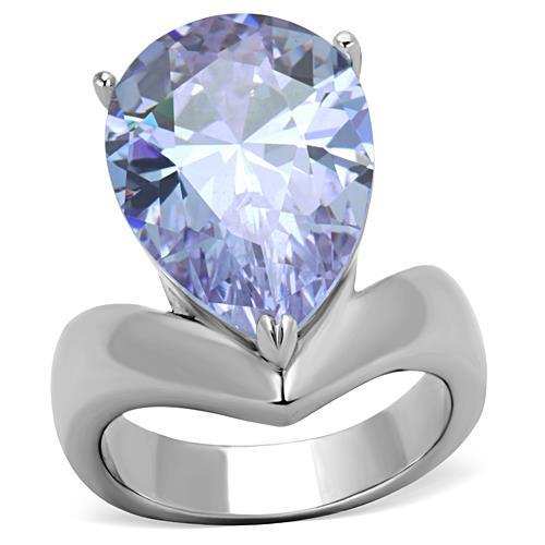 TK1755 - High polished (no plating) Stainless Steel Ring with AAA Grade CZ in Light Amethyst - Alamode - Flyclothing LLC