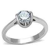 TK1763 - High polished (no plating) Stainless Steel Ring with AAA Grade CZ in Clear - Alamode - Flyclothing LLC