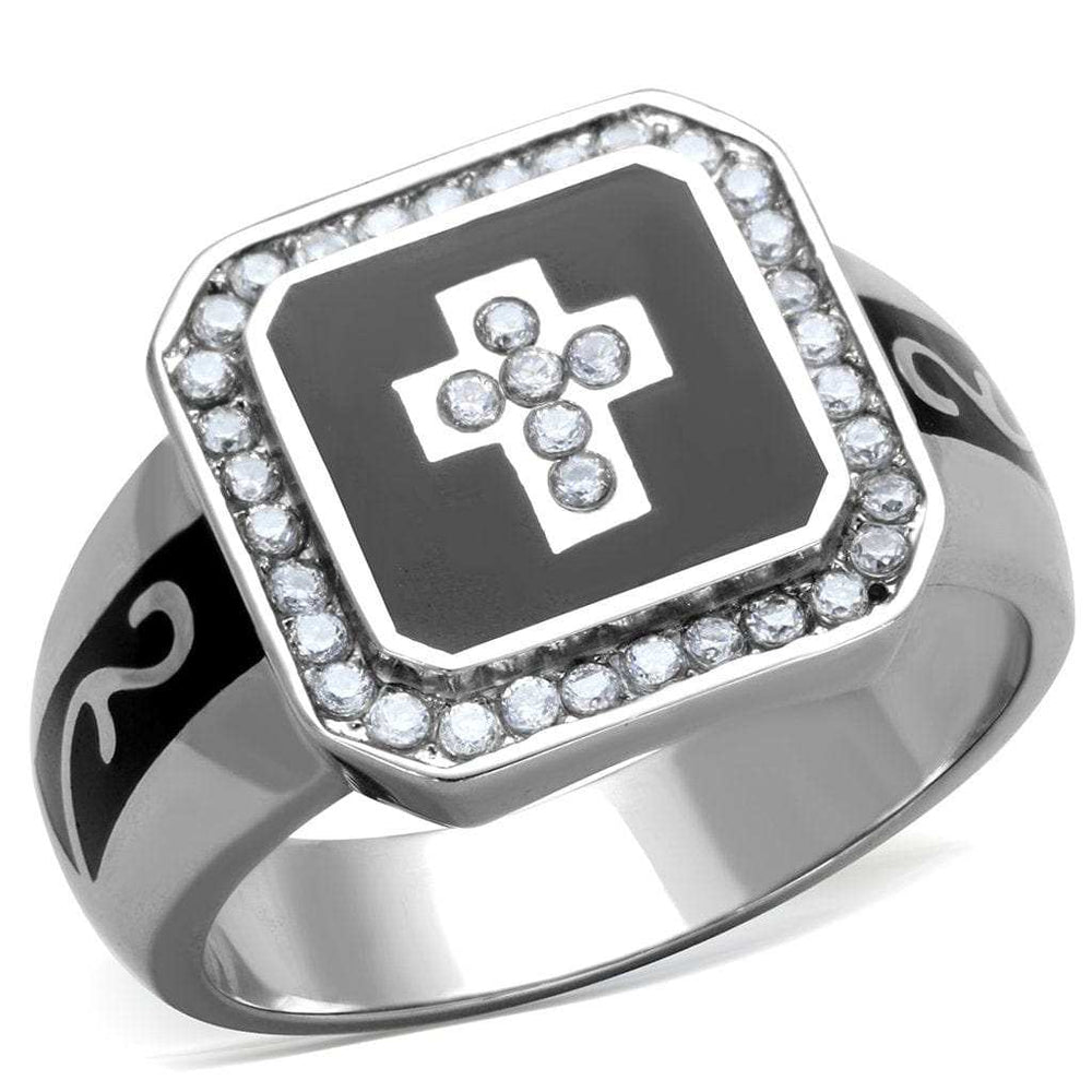 TK1766 - High polished (no plating) Stainless Steel Ring with AAA Grade CZ in Clear - Alamode - Flyclothing LLC