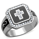 TK1766 - High polished (no plating) Stainless Steel Ring with AAA Grade CZ in Clear - Alamode - Flyclothing LLC