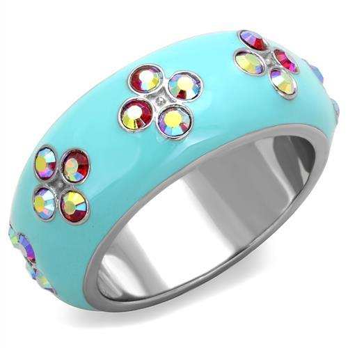 TK1768 - High polished (no plating) Stainless Steel Ring with Top Grade Crystal in Light Rose - Alamode - Flyclothing LLC