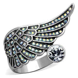 TK1769 - High polished (no plating) Stainless Steel Ring with Top Grade Crystal in Clear - Alamode - Flyclothing LLC