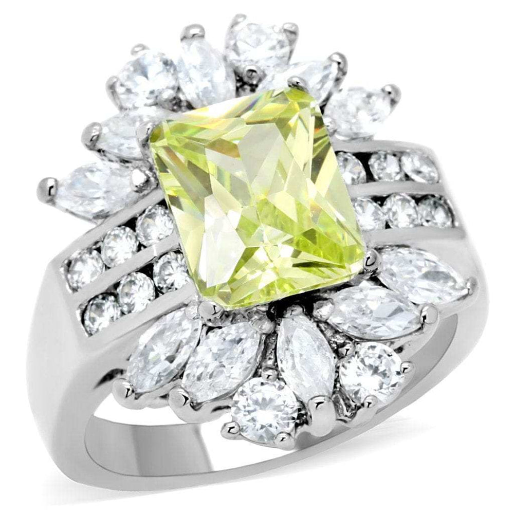 TK176 - High polished (no plating) Stainless Steel Ring with AAA Grade CZ in Apple Green color - Alamode - Flyclothing LLC