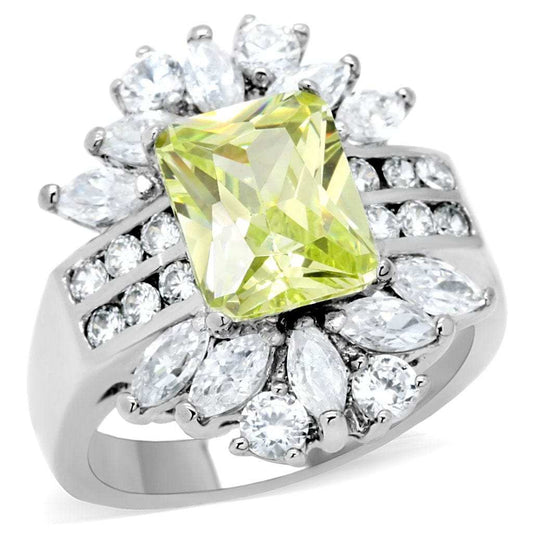 TK176 - High polished (no plating) Stainless Steel Ring with AAA Grade CZ in Apple Green color - Alamode - Flyclothing LLC