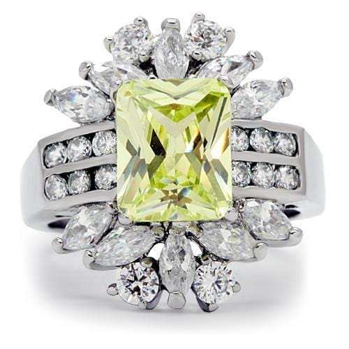 TK176 - High polished (no plating) Stainless Steel Ring with AAA Grade CZ in Apple Green color - Alamode - Flyclothing LLC