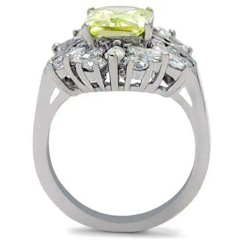 TK176 - High polished (no plating) Stainless Steel Ring with AAA Grade CZ in Apple Green color - Alamode - Flyclothing LLC