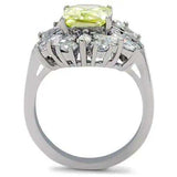 TK176 - High polished (no plating) Stainless Steel Ring with AAA Grade CZ in Apple Green color - Alamode - Flyclothing LLC