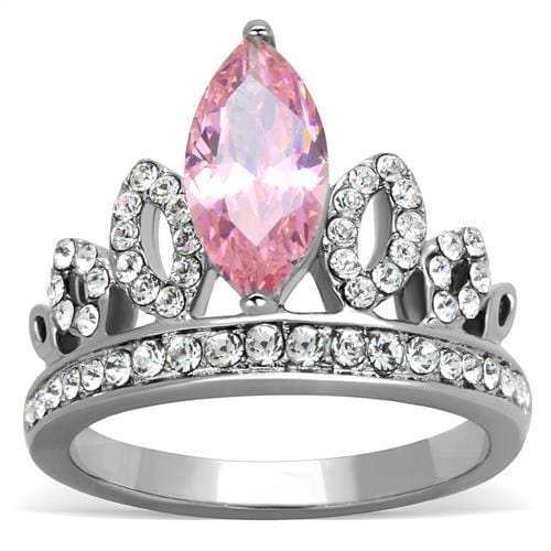 TK1771 - High polished (no plating) Stainless Steel Ring with AAA Grade CZ in Rose - Alamode - Flyclothing LLC