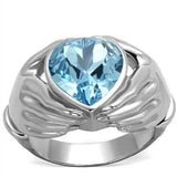 TK1775 - High polished (no plating) Stainless Steel Ring with Top Grade Crystal in Sea Blue - Alamode - Flyclothing LLC