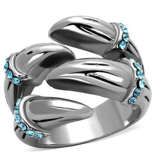 TK1779 - High polished (no plating) Stainless Steel Ring with Top Grade Crystal in Sapphire - Alamode - Flyclothing LLC