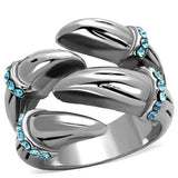 TK1779 - High polished (no plating) Stainless Steel Ring with Top Grade Crystal in Sapphire - Alamode - Flyclothing LLC