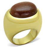 TK1781 - IP Gold(Ion Plating) Stainless Steel Ring with Synthetic Twinkling in Topaz - Alamode - Flyclothing LLC