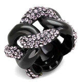 TK1787 - IP Black(Ion Plating) Stainless Steel Ring with Top Grade Crystal in Light Amethyst - Alamode - Flyclothing LLC