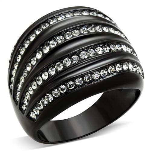 TK1789 - IP Black(Ion Plating) Stainless Steel Ring with Top Grade Crystal in Black Diamond - Alamode - Flyclothing LLC