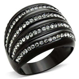 TK1789 - IP Black(Ion Plating) Stainless Steel Ring with Top Grade Crystal in Black Diamond - Alamode - Flyclothing LLC