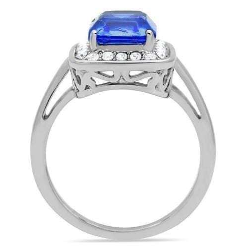 TK178 - High polished (no plating) Stainless Steel Ring with Top Grade Crystal in Sapphire - Alamode - Flyclothing LLC