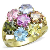 TK1791 - Two-Tone IP Gold (Ion Plating) Stainless Steel Ring with Assorted in Multi Color - Alamode - Flyclothing LLC