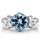 TK179 - High polished (no plating) Stainless Steel Ring with Synthetic Spinel in London Blue - Alamode - Flyclothing LLC