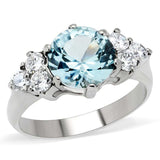 TK179 - High polished (no plating) Stainless Steel Ring with Synthetic Spinel in London Blue - Alamode - Flyclothing LLC