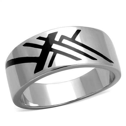 TK1800 - High polished (no plating) Stainless Steel Ring with Epoxy in Jet - Alamode - Flyclothing LLC
