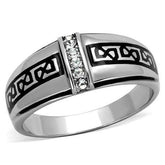 TK1801 - High polished (no plating) Stainless Steel Ring with Top Grade Crystal in Clear - Alamode - Flyclothing LLC