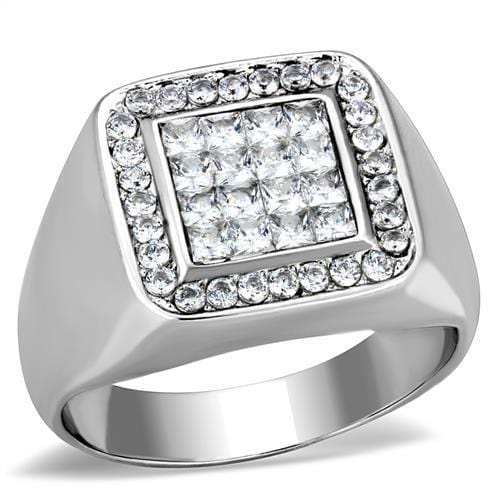TK1802 - High polished (no plating) Stainless Steel Ring with AAA Grade CZ in Clear - Alamode - Flyclothing LLC