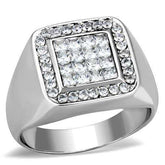 TK1802 - High polished (no plating) Stainless Steel Ring with AAA Grade CZ in Clear - Alamode - Flyclothing LLC