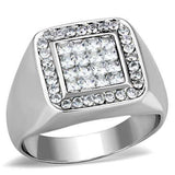 TK1802 - High polished (no plating) Stainless Steel Ring with AAA Grade CZ in Clear - Alamode - Flyclothing LLC