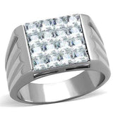 TK1803 - High polished (no plating) Stainless Steel Ring with AAA Grade CZ in Clear - Alamode - Flyclothing LLC