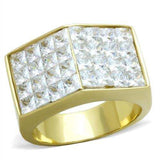 TK1808 - IP Gold(Ion Plating) Stainless Steel Ring with AAA Grade CZ in Clear - Alamode - Flyclothing LLC