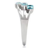 TK180 - High polished (no plating) Stainless Steel Ring with Synthetic Synthetic Glass in Sea Blue - Alamode - Flyclothing LLC