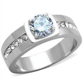 TK1816 - High polished (no plating) Stainless Steel Ring with AAA Grade CZ in Clear - Alamode - Flyclothing LLC