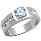 TK1816 - High polished (no plating) Stainless Steel Ring with AAA Grade CZ in Clear - Alamode - Flyclothing LLC