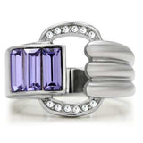 TK181 - High polished (no plating) Stainless Steel Ring with Top Grade Crystal in Tanzanite - Alamode - Flyclothing LLC