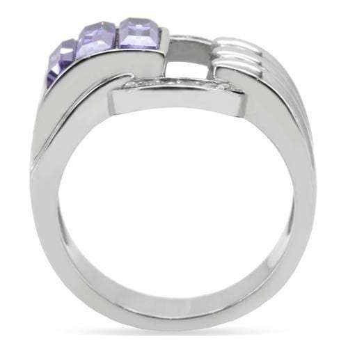 TK181 - High polished (no plating) Stainless Steel Ring with Top Grade Crystal in Tanzanite - Alamode - Flyclothing LLC