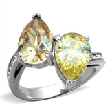 TK1820 - High polished (no plating) Stainless Steel Ring with AAA Grade CZ in Multi Color - Alamode - Flyclothing LLC