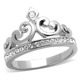 TK1821 - High polished (no plating) Stainless Steel Ring with Top Grade Crystal in Clear - Alamode - Flyclothing LLC