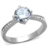 TK1822 - High polished (no plating) Stainless Steel Ring with AAA Grade CZ in Clear - Alamode - Flyclothing LLC