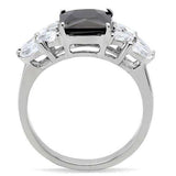 TK182 - High polished (no plating) Stainless Steel Ring with AAA Grade CZ in Jet - Alamode - Flyclothing LLC